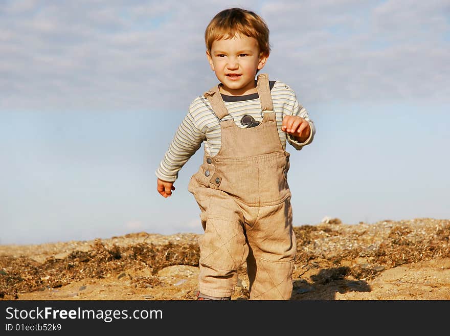 Close up of running boy