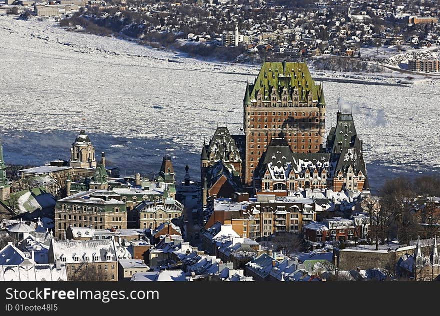 Chateau frontenac from the air. Chateau frontenac from the air