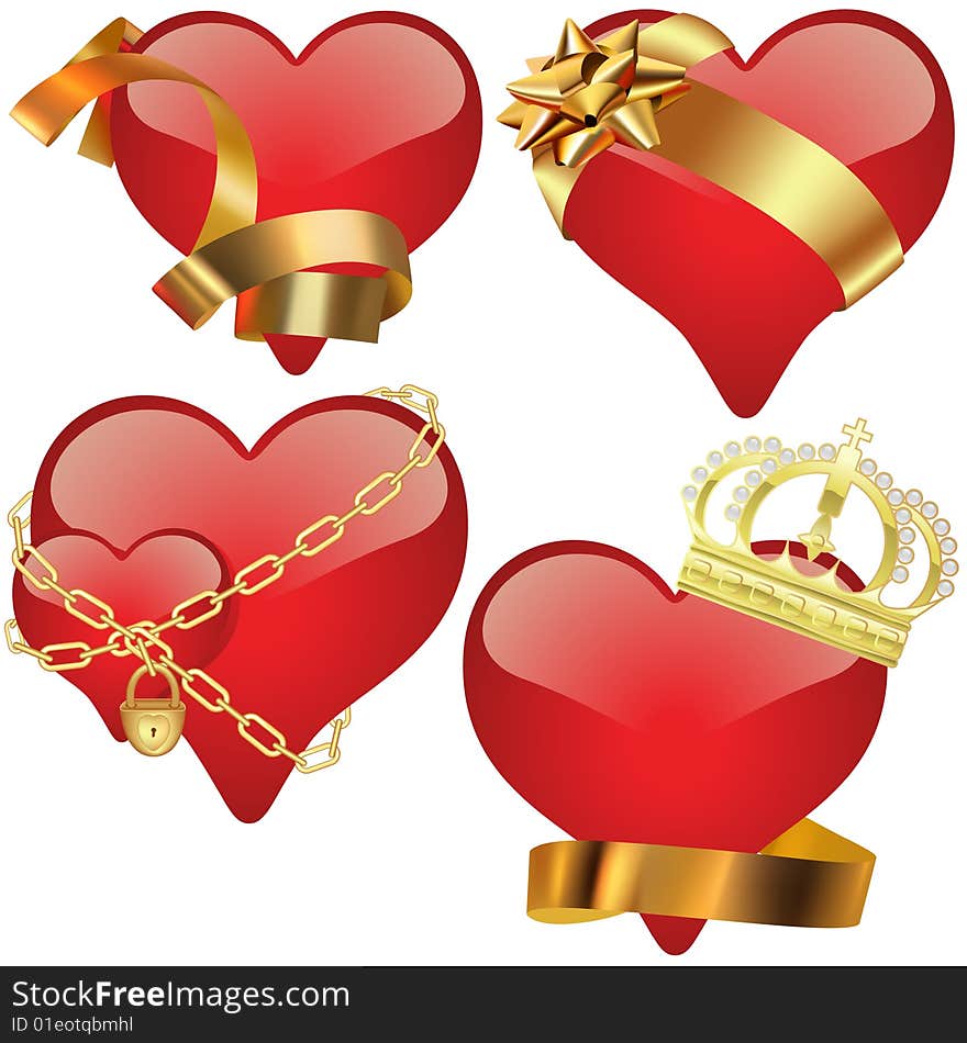 Glass Hearts 3 - hearts set illustration as vectors