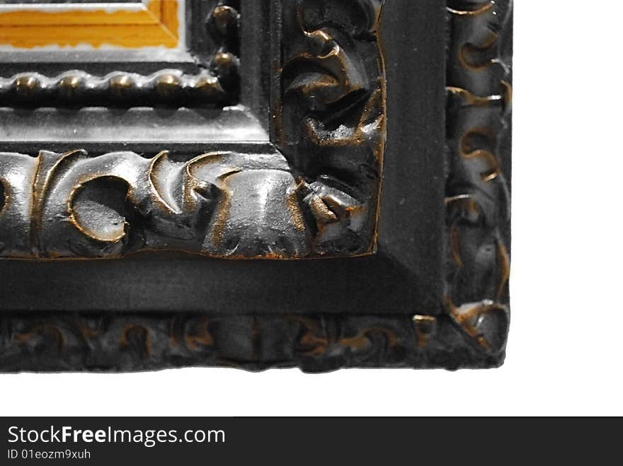 Antique golden picture frame with artistic ornamentation. Antique golden picture frame with artistic ornamentation