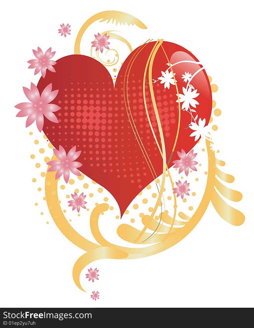 Illustration of floral background with a heart. Vector illustartion. Illustration of floral background with a heart. Vector illustartion