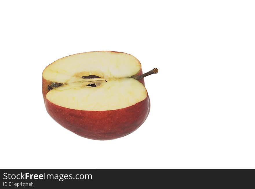 Cut red apple isolated over white