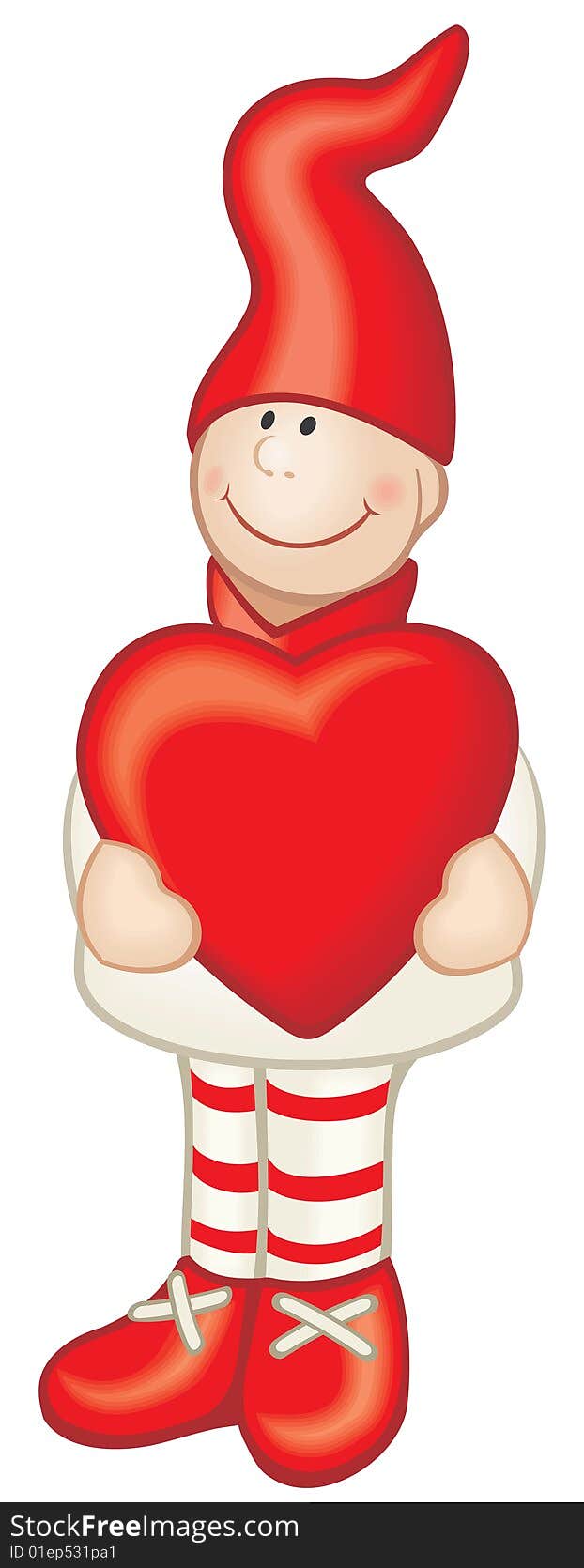 Cartoon style boy with red heart in his hands. Drawed without any gradient and mesh fills. Cartoon style boy with red heart in his hands. Drawed without any gradient and mesh fills.