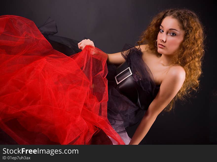 Attractive girl in hat, studio shot