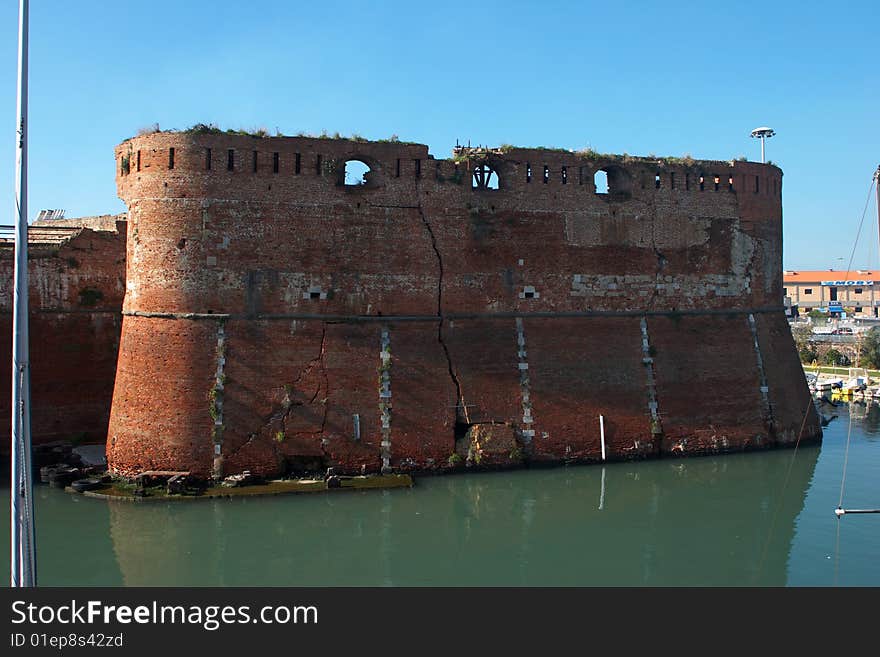 View of Livorno castle in Italy