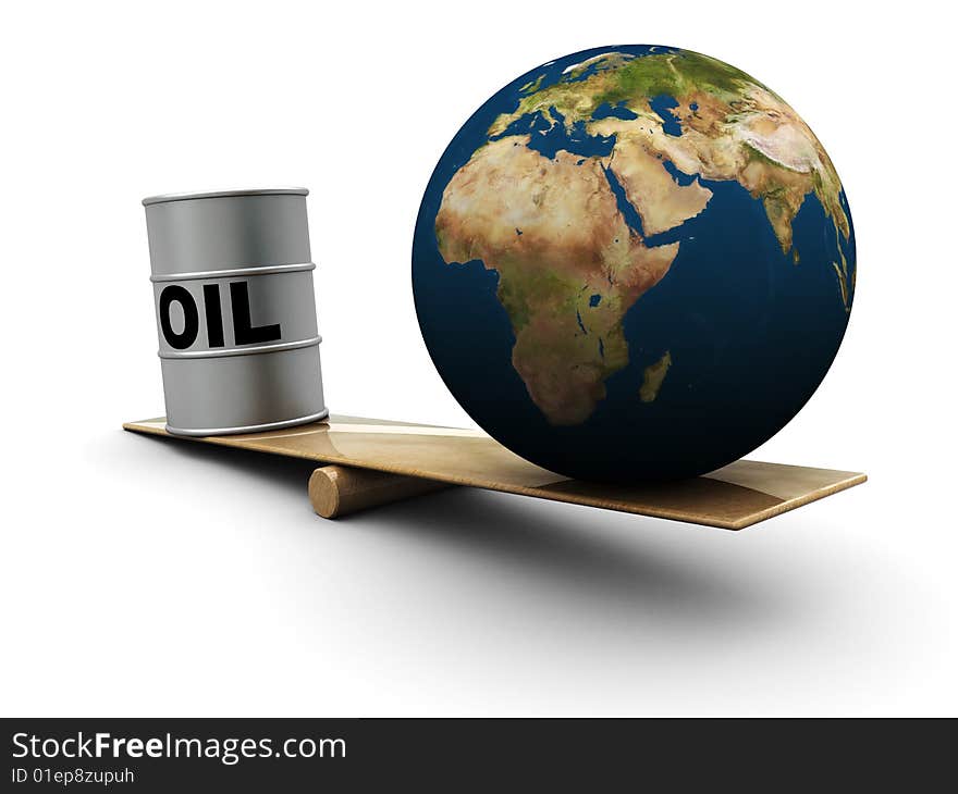 3d illustration of comparison of earth and oil