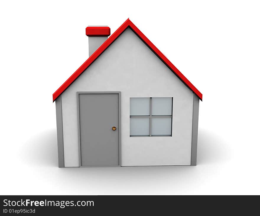 3d illustration of toy house over white background