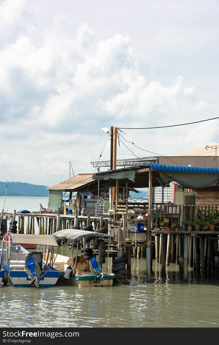 Old fishing pier in penang, malaysia