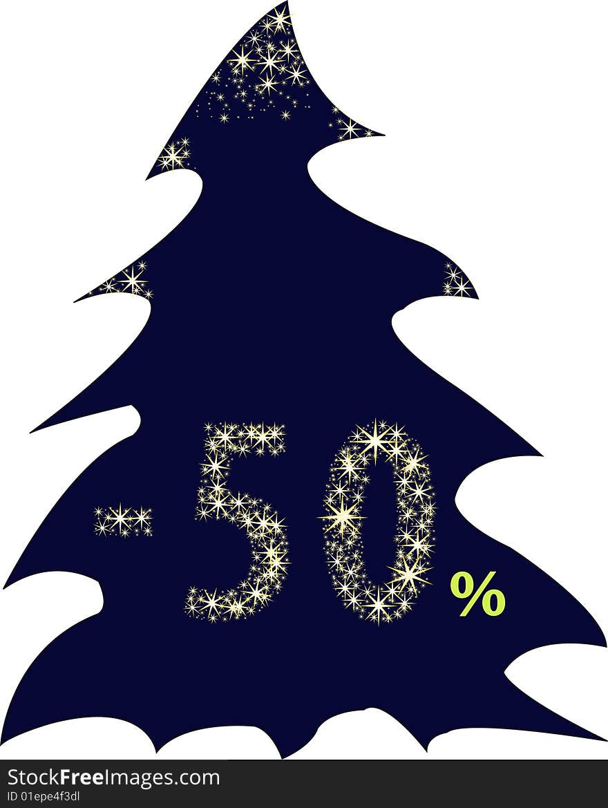 50% new year tree discount with plenty gold stars