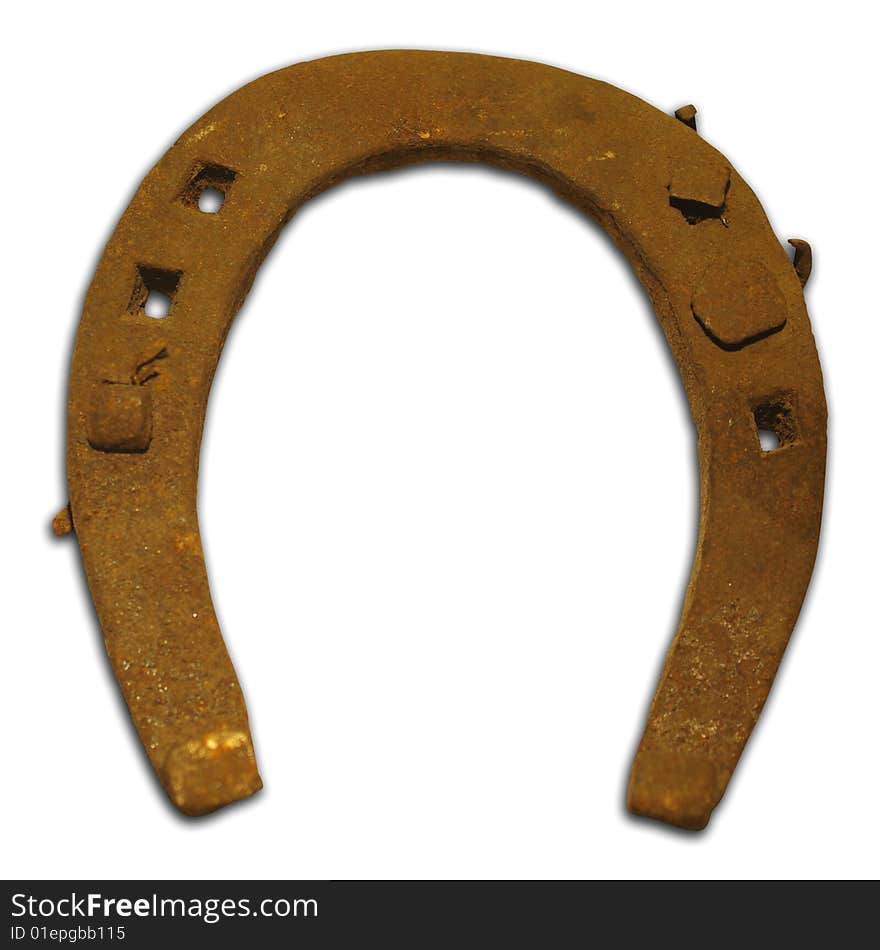 An old rusty isolated horseshoe