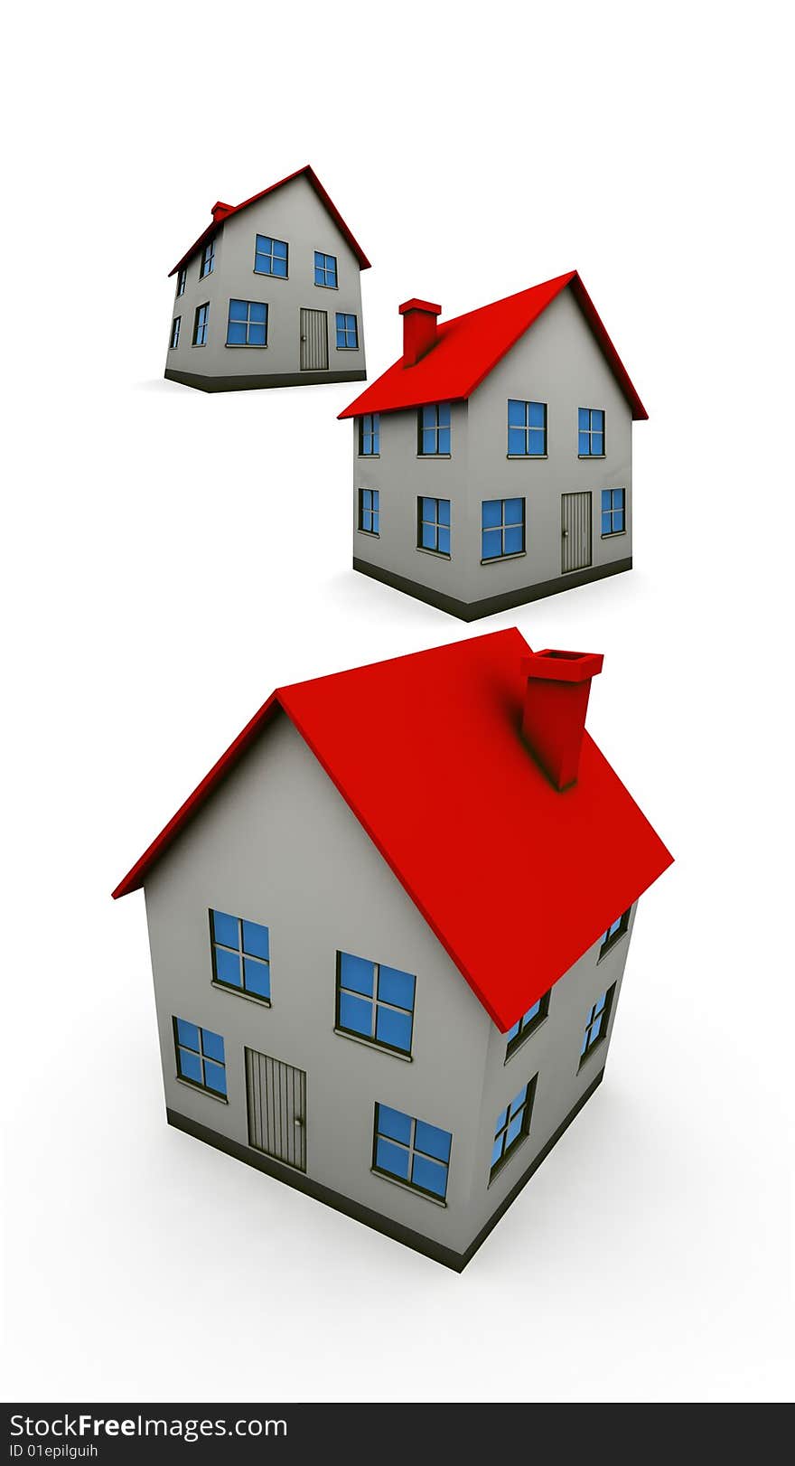 New houses - 3d render isolated illustration on white background