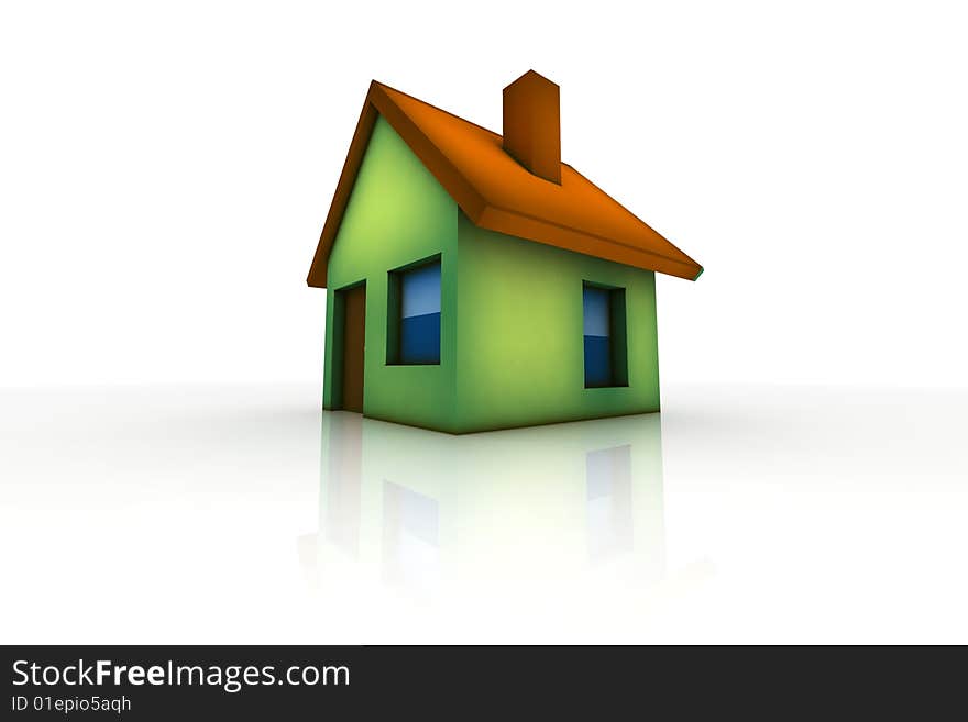 Little house - 3d render isolated illustration on white background