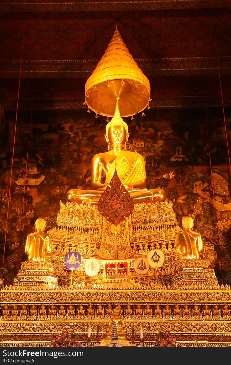 Principal Buddha Image in church of Wat Pho, Bangkok. One of the most beautiful Buddha image of Thailand. Principal Buddha Image in church of Wat Pho, Bangkok. One of the most beautiful Buddha image of Thailand.