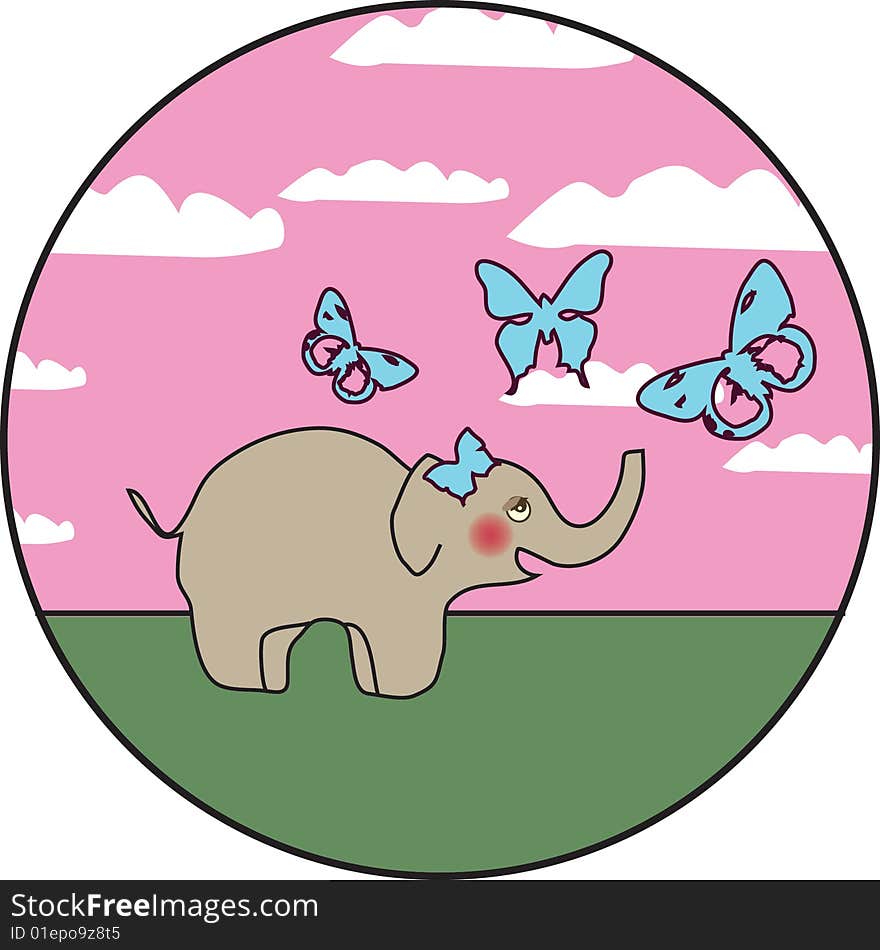 Elephant with Butterflies