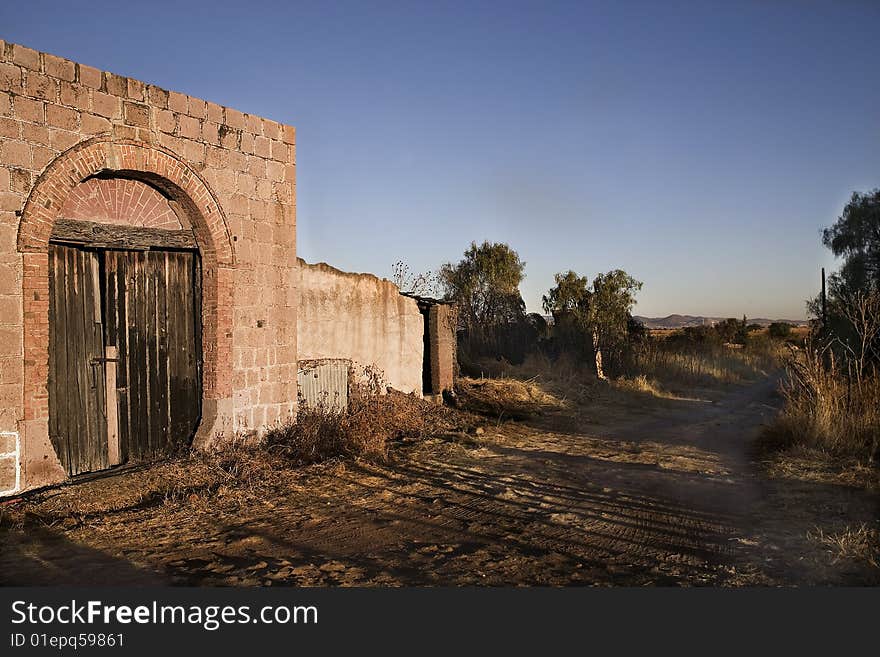 Old construction at the country side, sunrise. Old construction at the country side, sunrise