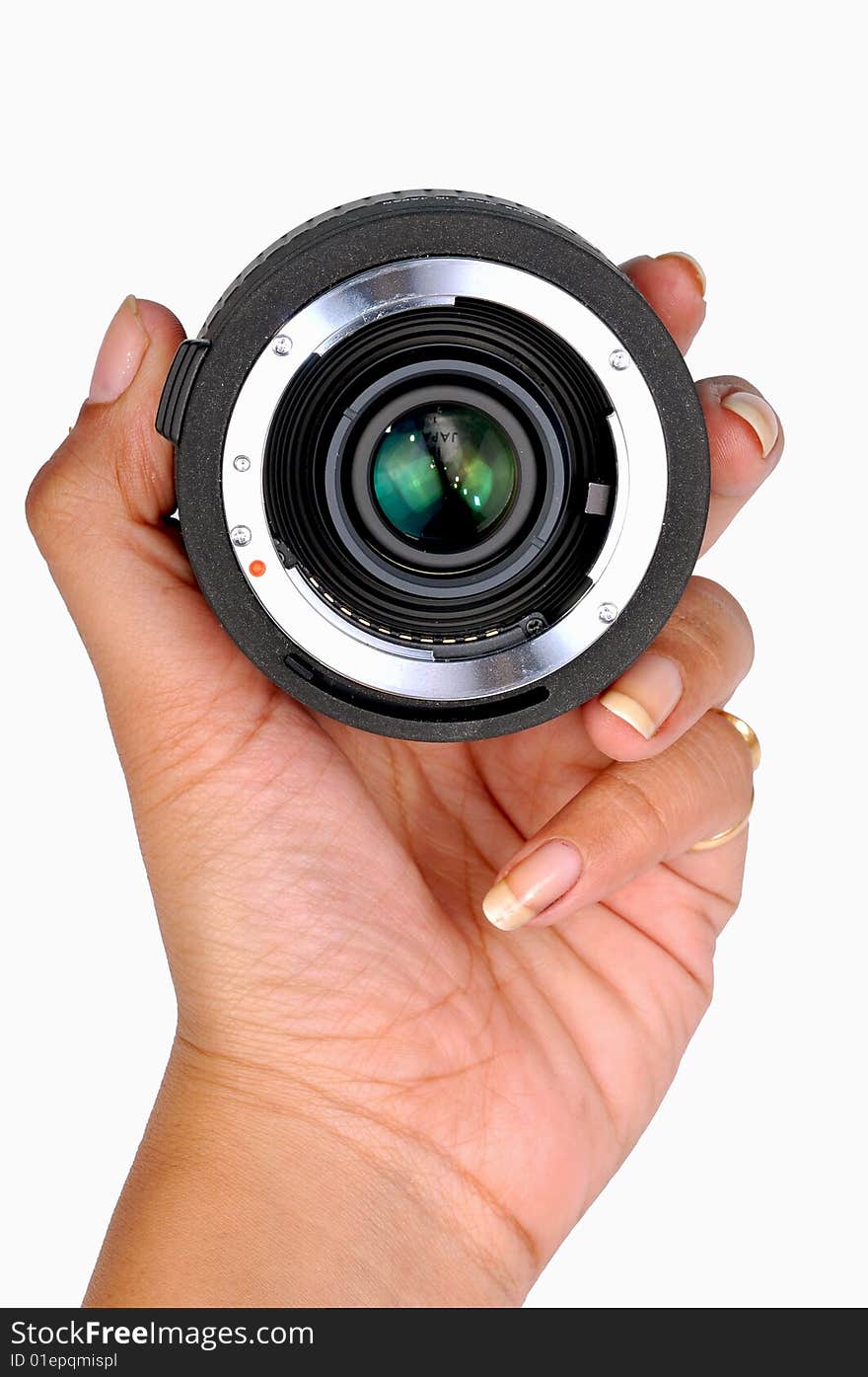 Camera lens isolated on white background.