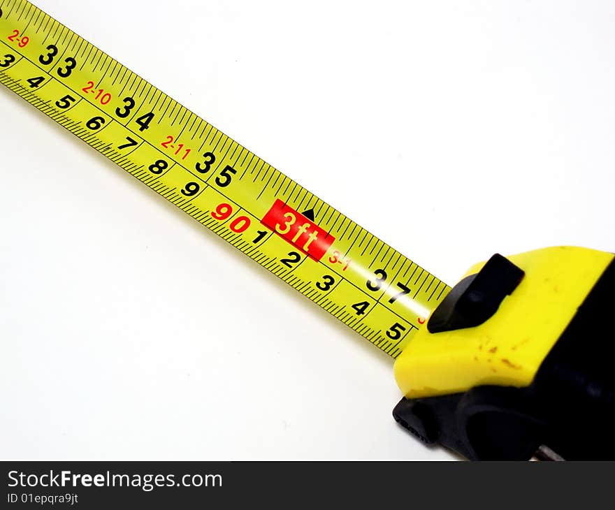 Tape measure measuring 3 Feet. Tape measure measuring 3 Feet.