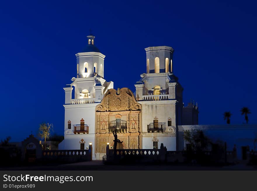 San Xavier Mission at Dusk