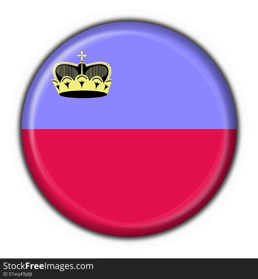 Liechtenstein button flag - 3d made. Liechtenstein button flag - 3d made