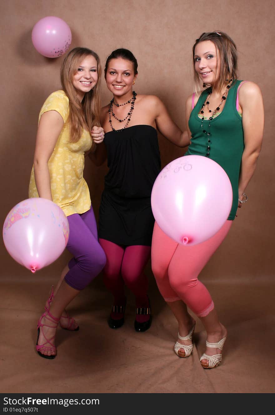 Three girls dancing in studio