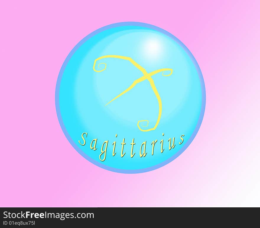 The ninenth sign of the horoscope in a ball of glass. Digital drawing. Coloured picture. The ninenth sign of the horoscope in a ball of glass. Digital drawing. Coloured picture.