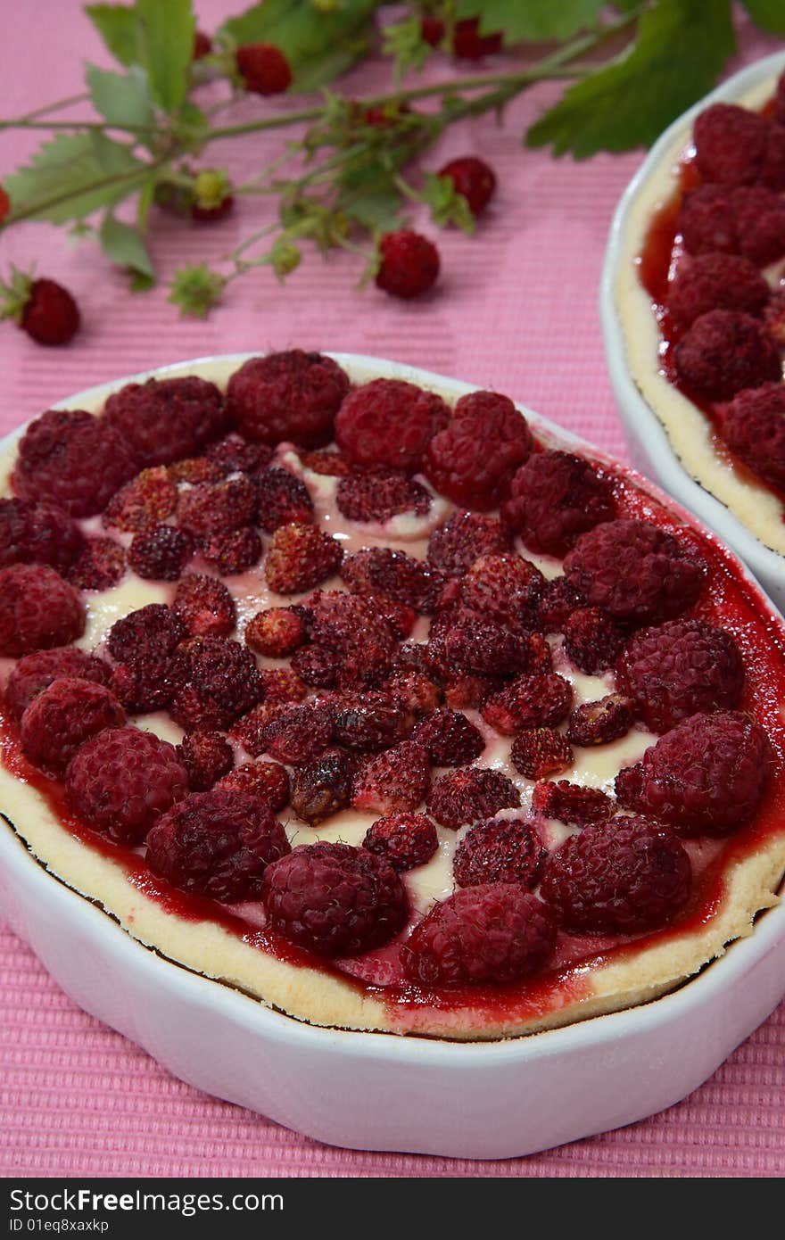 Three Wood Strawberry Muffins On Plate