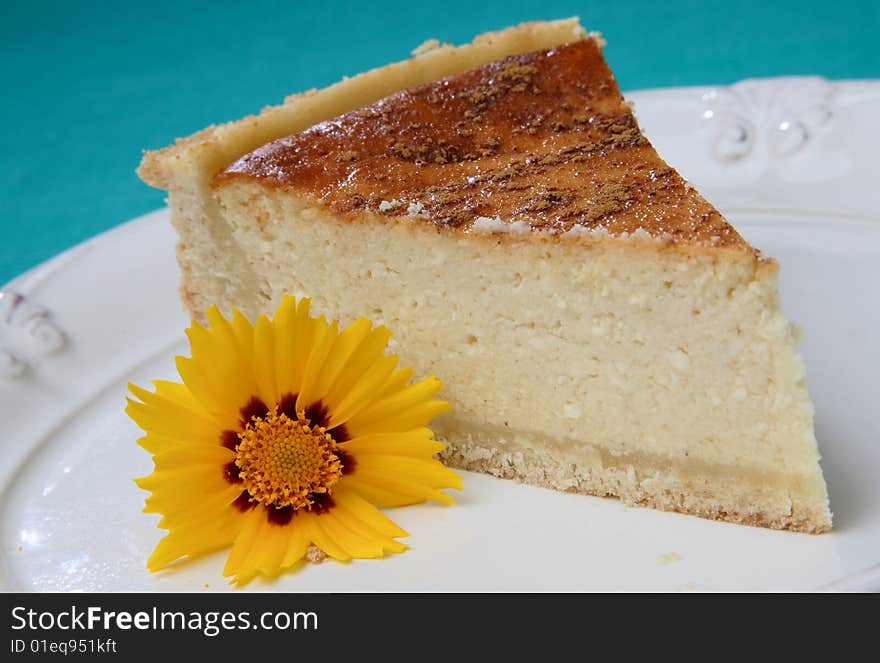 Piece of quark pie dessert