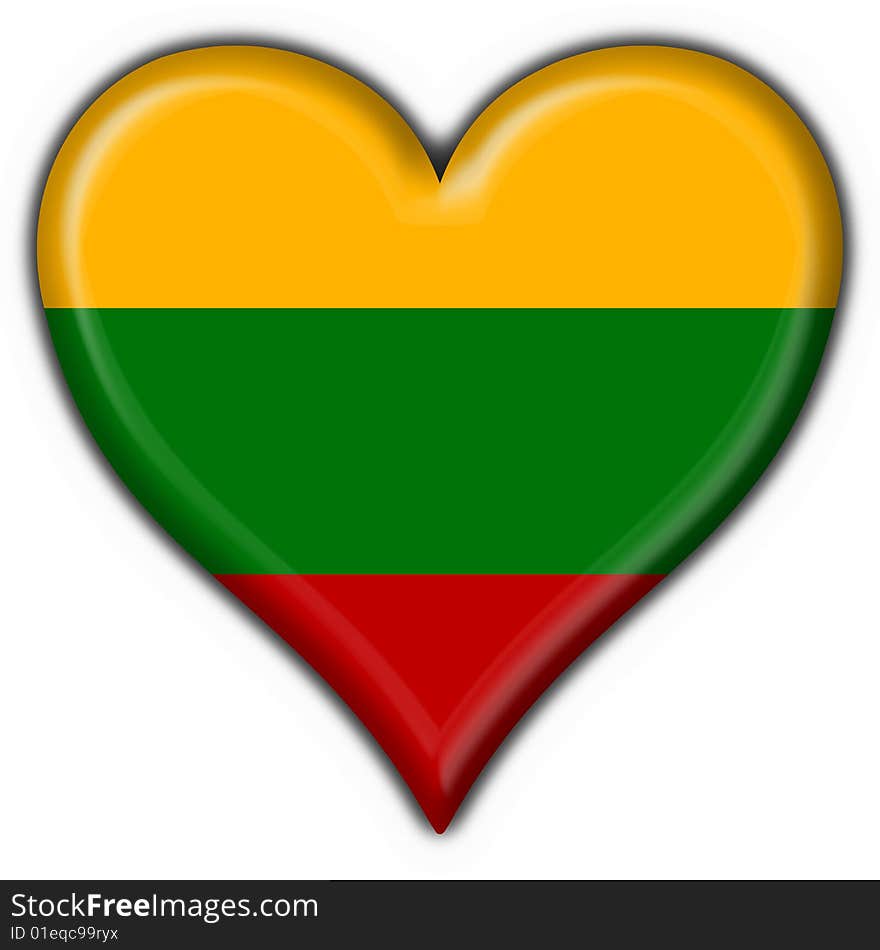 Lithuania Button Flag Heart Shape