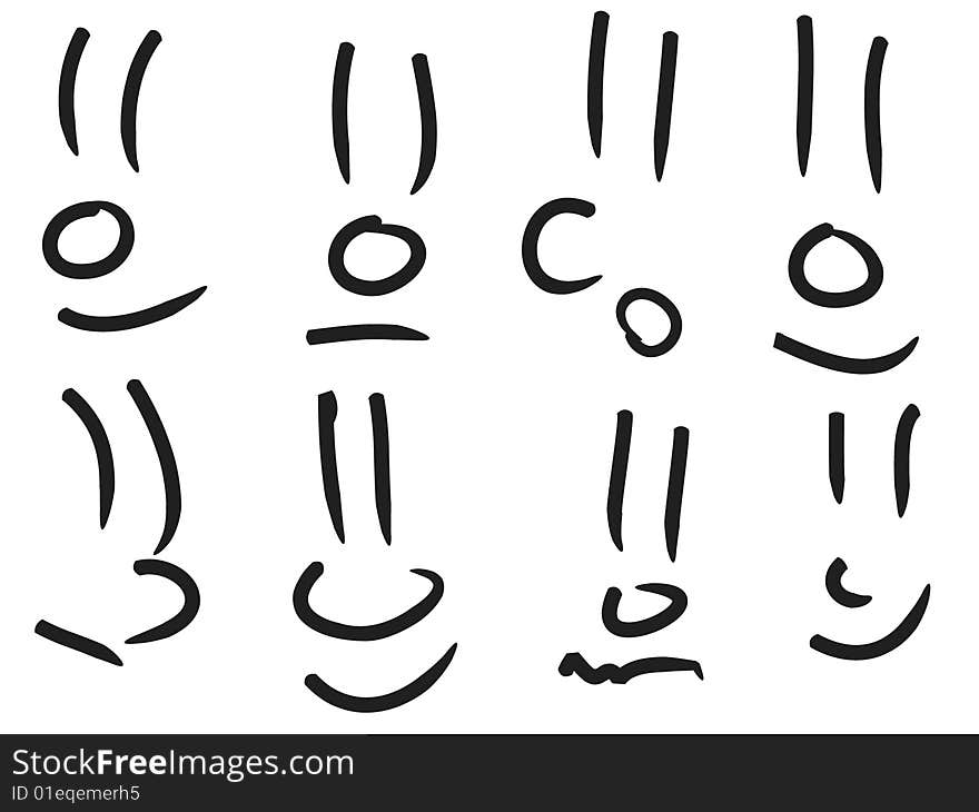 Eight hand draw faces with different emotion. Eight hand draw faces with different emotion.