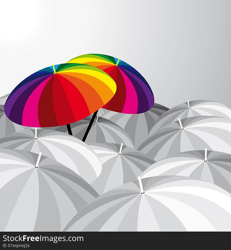 Background with funny motley umbrellas. Background with funny motley umbrellas