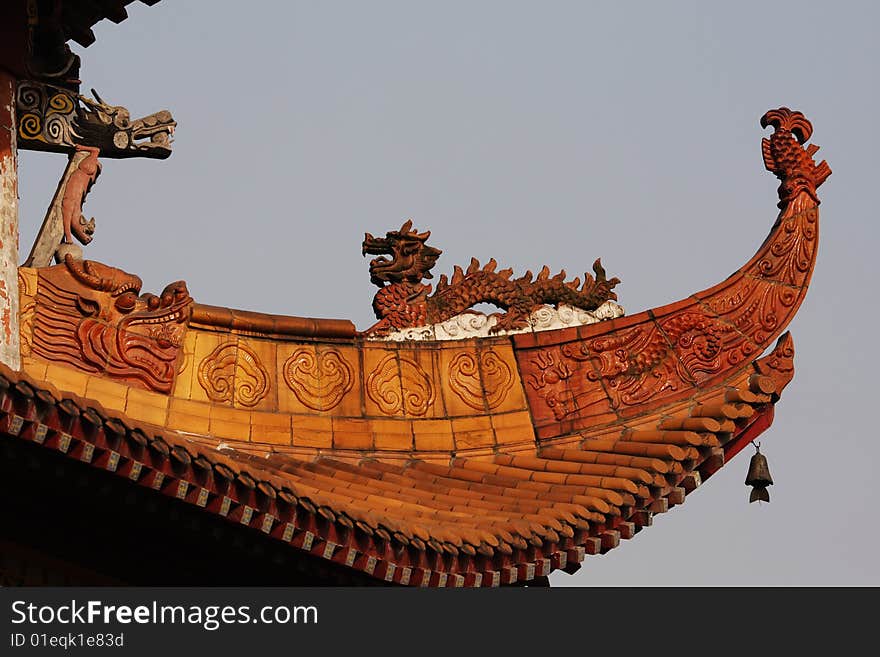 Roof of huayan temple in chongqing city of china