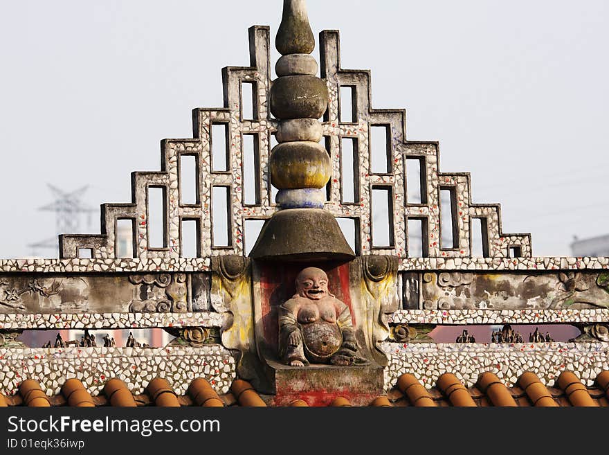 Roof of huayan temple in chongqing city of china