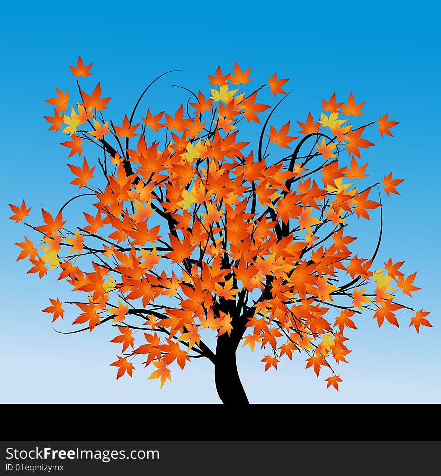 Abstract Tree With Autumn Leaves