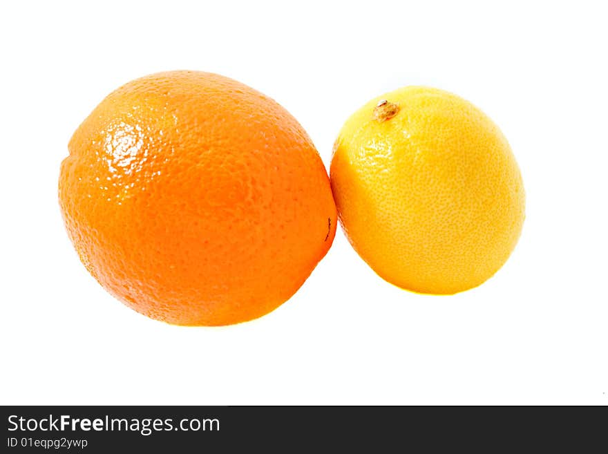 Juice orange lemon fruit isolated on white background