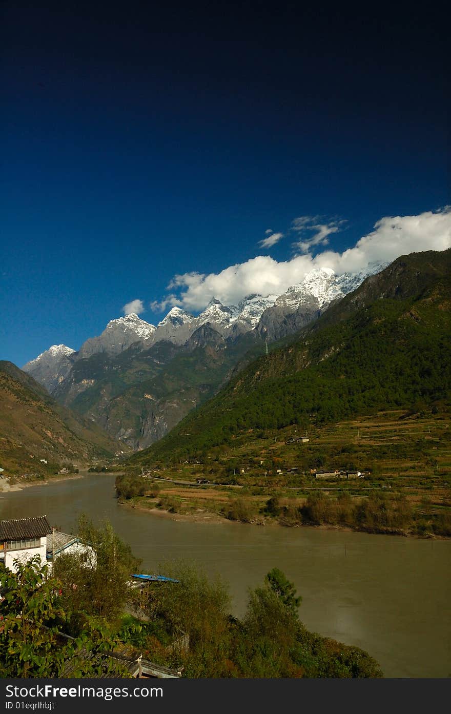 Yangtze and jade dragon mountain near lijiang