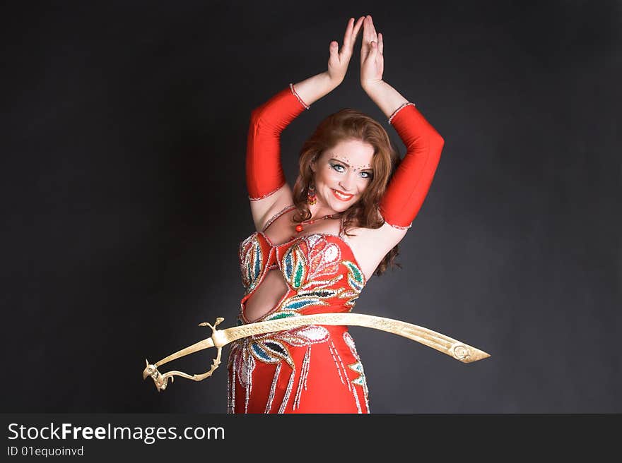 Belly Dancer balancing sword