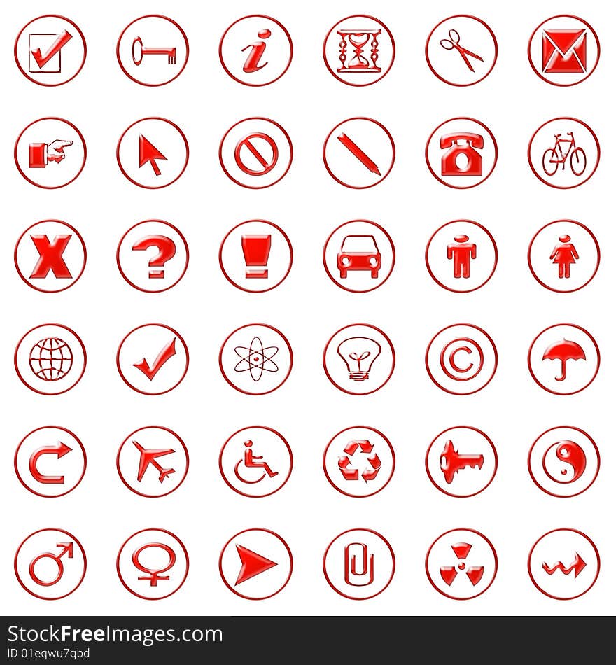 Web icons, red crystallized color