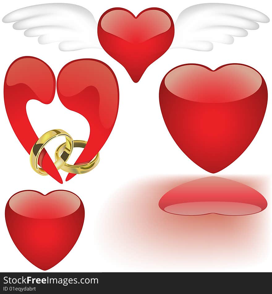 Glass Hearts 4 - hearts set illustration as vectors