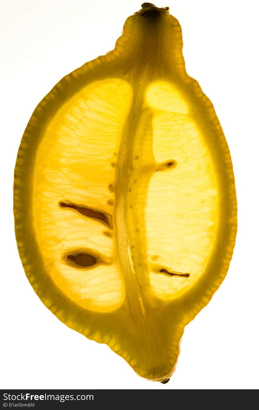 Slice of lemon with backlight