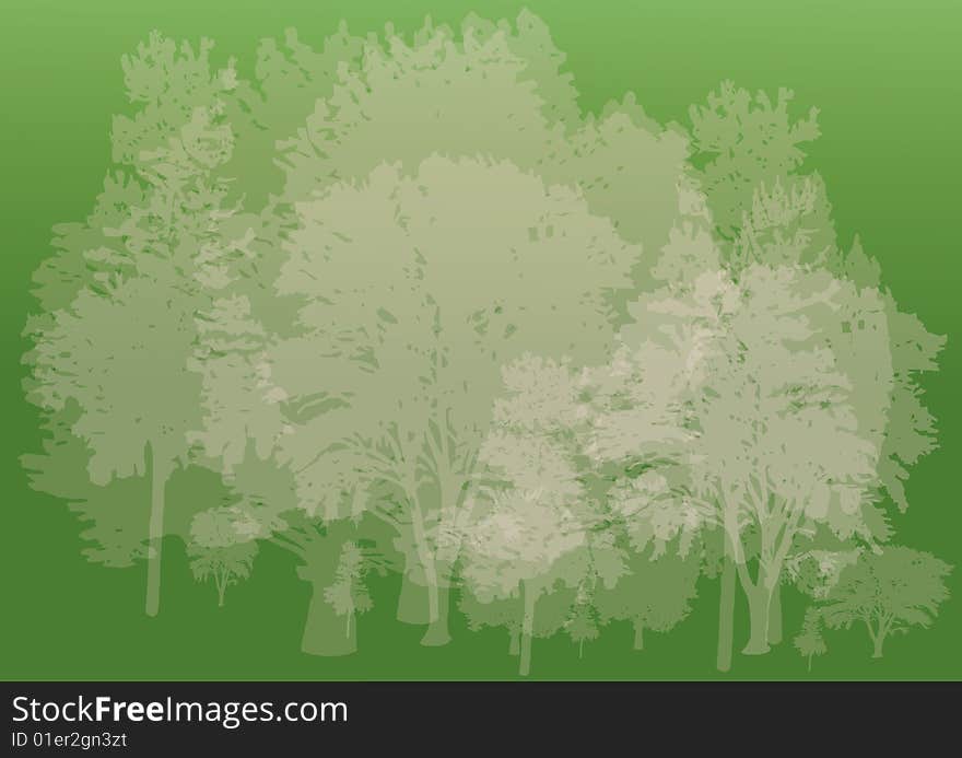 Green colored background with trees. Green colored background with trees