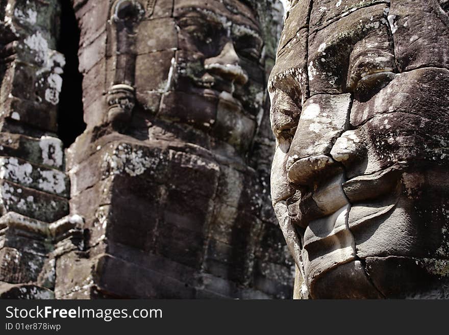 Khmer smiling face in Bayon Wat,SiemRiep,Cambodia. Khmer smiling face in Bayon Wat,SiemRiep,Cambodia