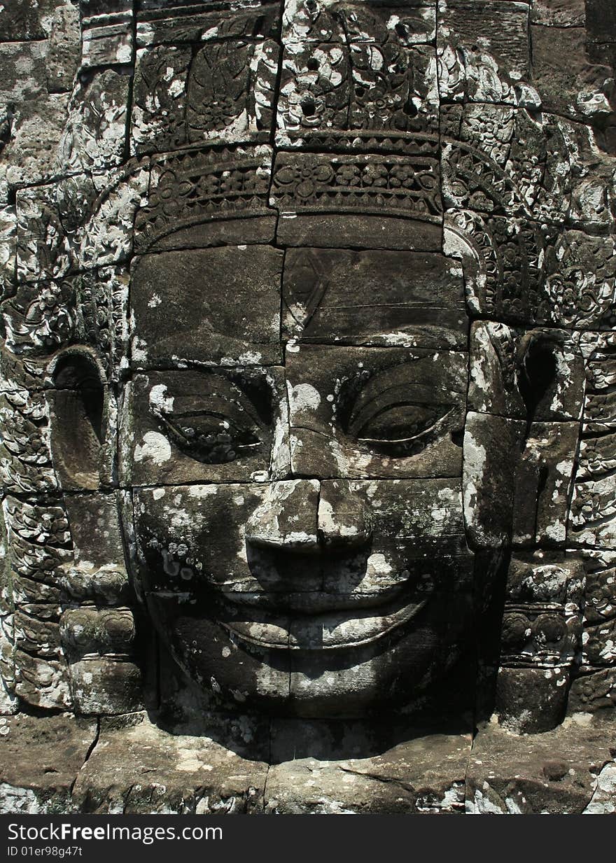 The famouse stone sculpture in Bayon Wat,Siem Riep,Cambodia. The famouse stone sculpture in Bayon Wat,Siem Riep,Cambodia