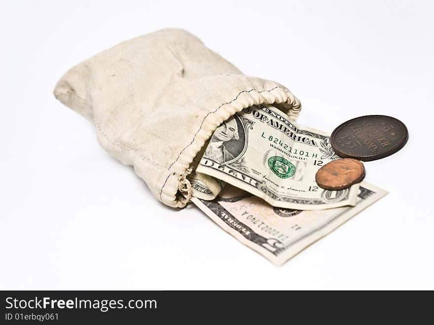 Money bag on the white background