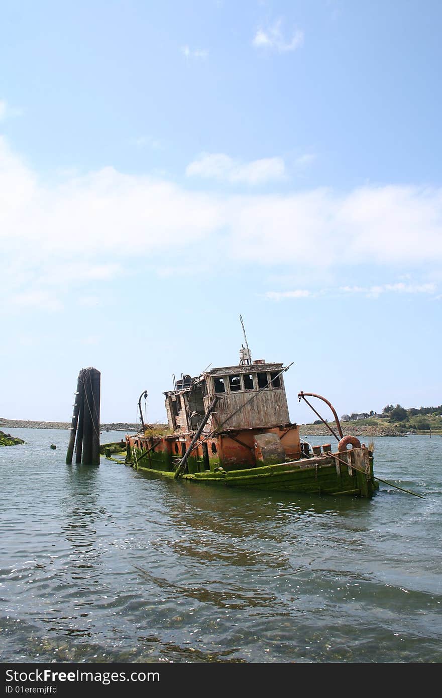 Old Sunken Tugboat