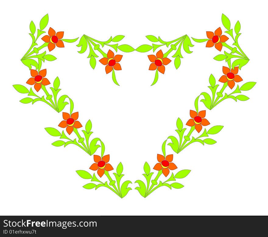 Beautiful heart laid out from flowers, a vector illustration. Beautiful heart laid out from flowers, a vector illustration.