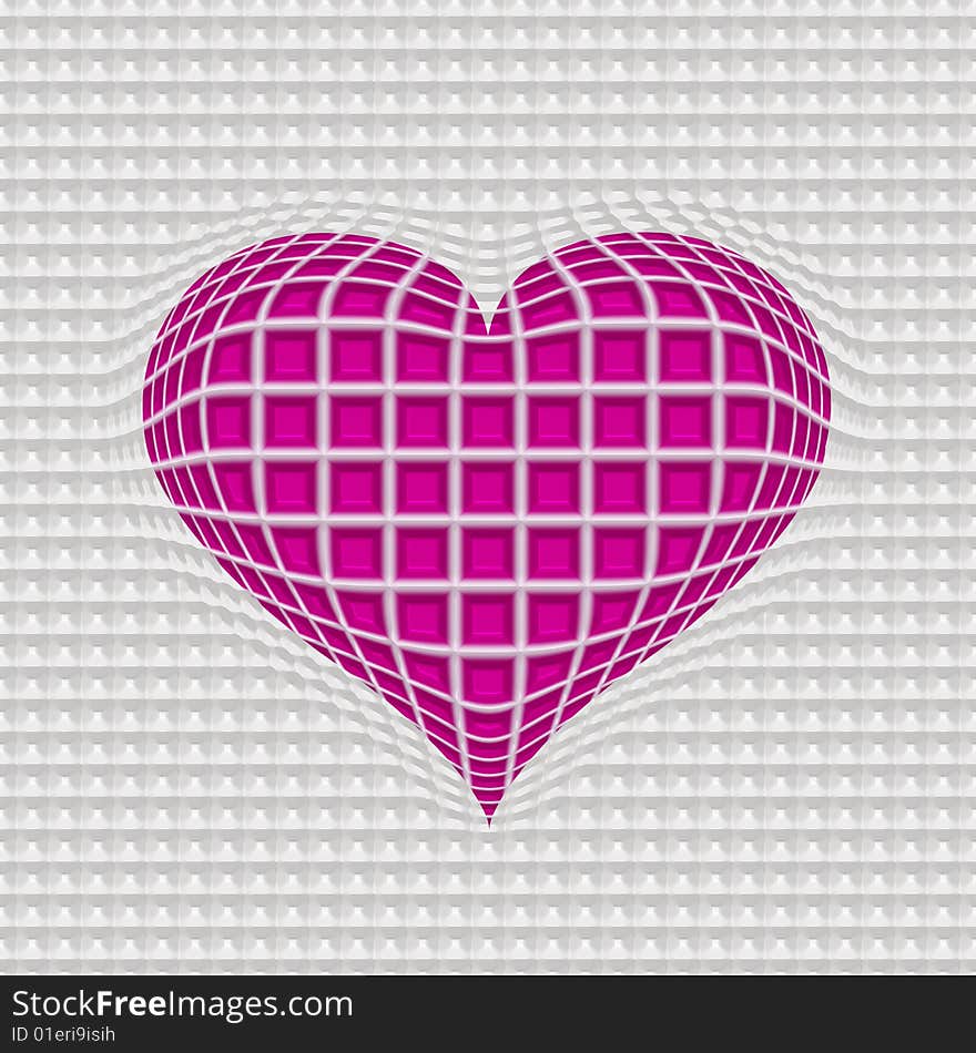 Globase 3d heart in white wire pattern. Globase 3d heart in white wire pattern