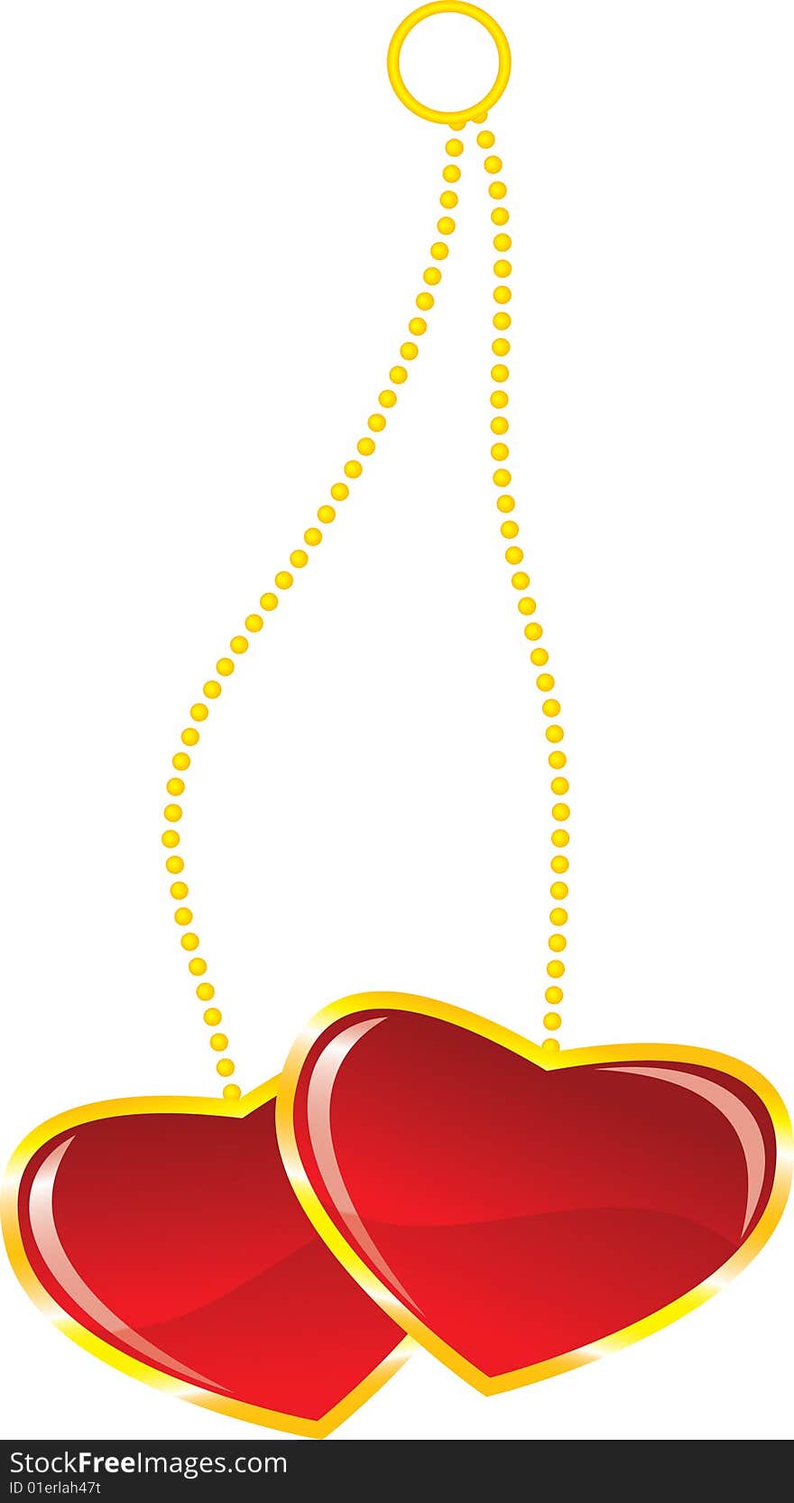 Two hearts on chains for love theme or valentine