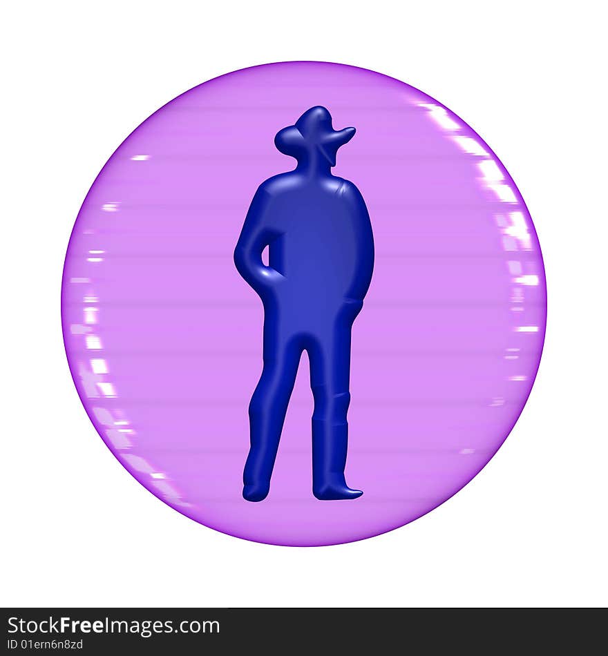 Web button - cowboy - a computer generated image