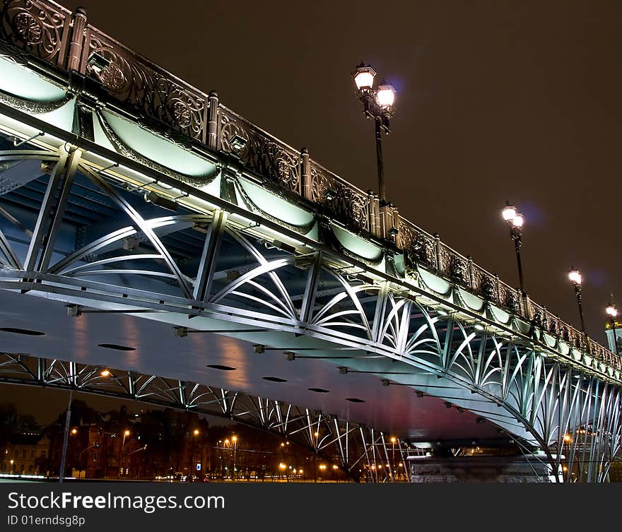 Highlighted bridge over the river