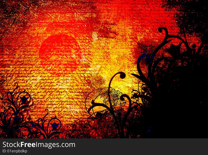 Grunge background with gloral design